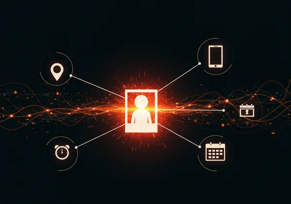 Conceptual image of a child's photo linked to data points