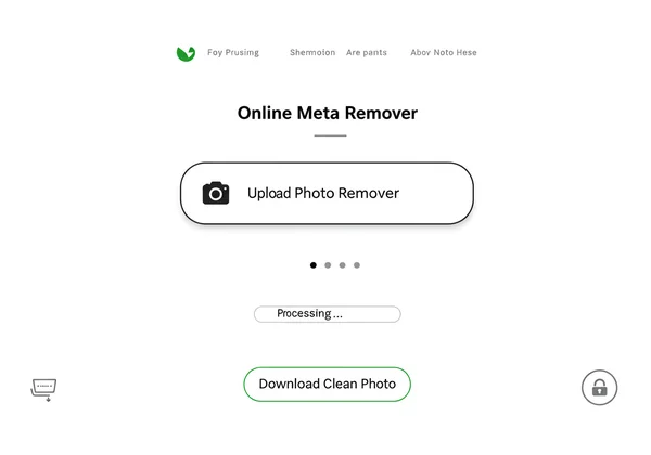 Simple UI of a metadata removal tool with upload and download