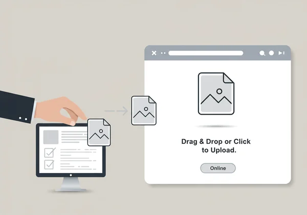 Пользователь перетаскивает изображение в загрузочную ячейку онлайн-удалителя метаданных