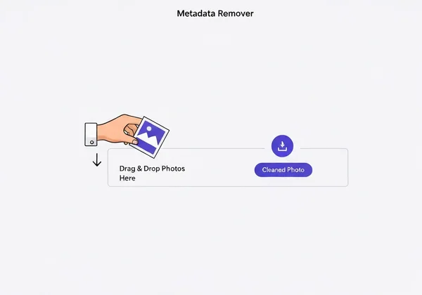 User dragging photo into a metadata remover tool interface