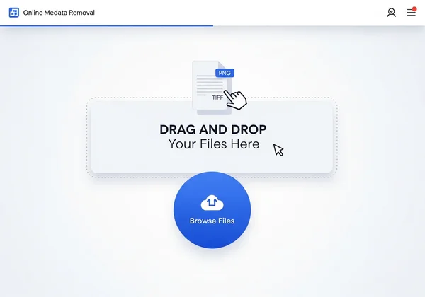 Online tool interface for uploading images to remove metadata